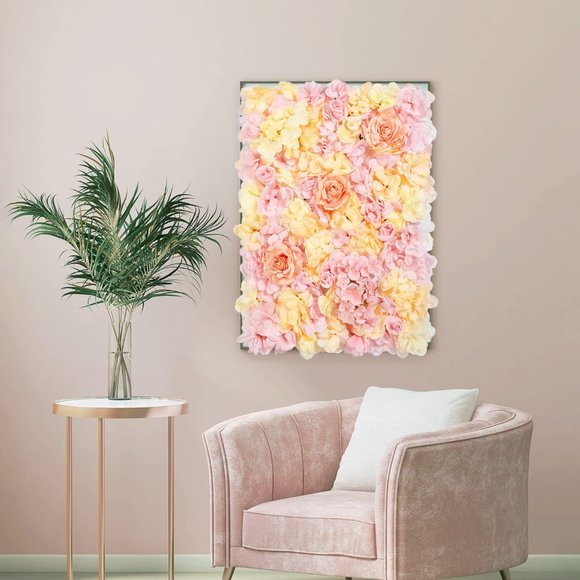 Other - 2 Packs Silk Flower Wall Panels Wedding Home Decor Backdrop 16"x24"